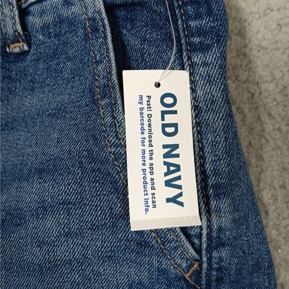 Old Navy Sky Hi A Line Denim Shorts Size 10 Raw Hems Blue Secret Smooth Pockets - Picture 4 of 7